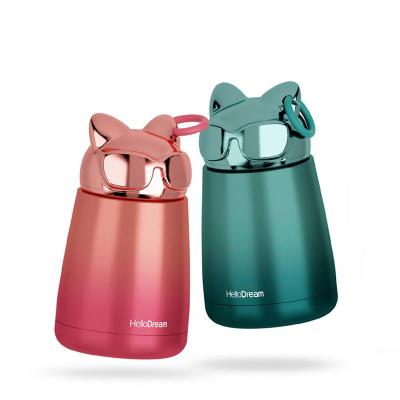 China Viable Mysterious Fresh Cat 300ml King With Sunglasses Thermos Child Stainless Steel Animal Cute Water Bottle With for sale