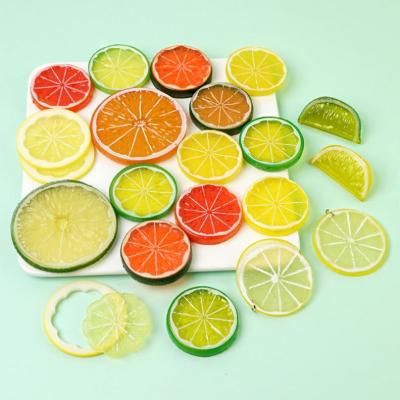 China China 100PCS Artificial Resin Lemon Slice 5cm Simulation Fruit Model Party Kitchen Wedding Decoration for sale