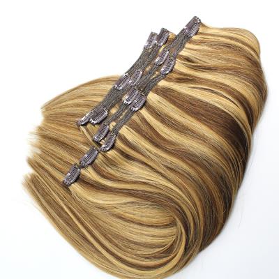 China Silky Straight Russian Human Double Wave 100% Pulled Lace Clip In Hair Extensions Remy Clip In Hair Extension for sale