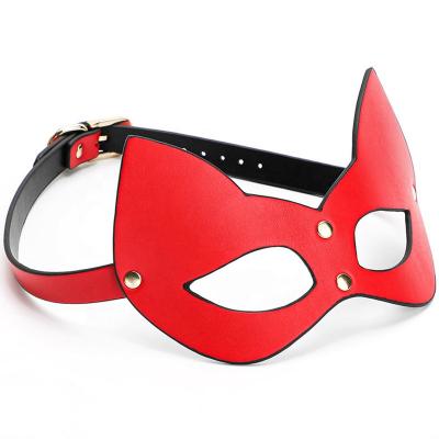 China Cosplay BDSM Leather Bondage SM Game PU Fetish Cat Eye Mask Sex Party Sexy Mask for sale