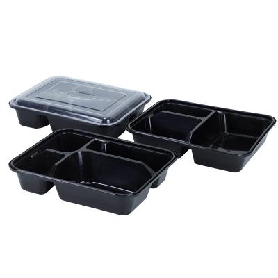 China 1100ml 37oz Freezer Safe Hot Selling Takeaway 3 Or 4 Compartment Safe Plastic Containers With Disposable Lids for sale