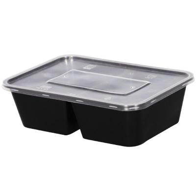 China Freshness Preservation Fast Food Box 2 Compartments Food Grade PP Plastic Container Take Away Disposable Food Container for sale