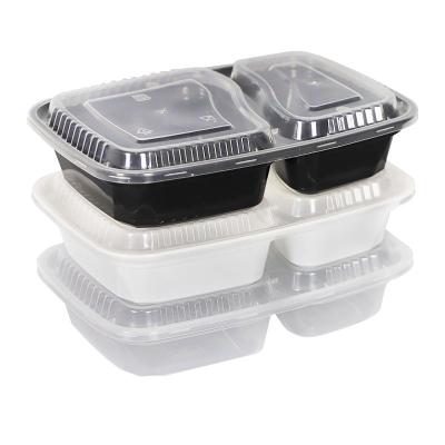 China Freshness Preservation Meal Prep 2 Compartments Food Container PP Plastic Packaging Disposable Takeaway Bowl for sale