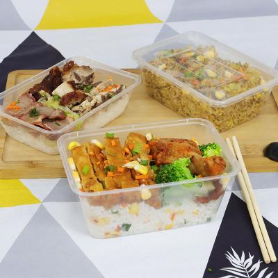 China Freshness Preservation 500ml PP Take Away Food Fruit Lunch Packing Rectangular Disposable Plastic Box With Lid For Fast Food All Capacity for sale