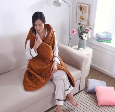 China PORTABLE Indoor 5V Car Keep Travel Warm Double-Sided Crystal Soft Warm Blanket Fleece Heated Travel Blanket for sale