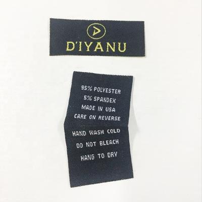 China Eco - Friendly Square Polyester Woven Label With Paper Backing For Clothing Sew On for sale