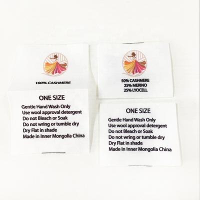 China Factory Direct Supply Eco-friendly Custom Printed Logo Clothing Satin Care Labels Labels With Washing Instruction for sale