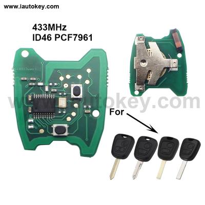 China Car Remote Control Main Board For PEUGe0T 206 207 ID46 PCF7961 Car Control Electric Alarm Pcf7961 Chip 433MHz 2 Buttons for sale