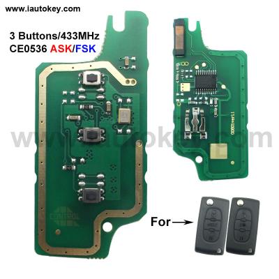 China Car remote main board for Peugeot 207 CE0536 ASK/FSK 208 307 308 408 car control alarm CE0536 signal 3 buttons for sale