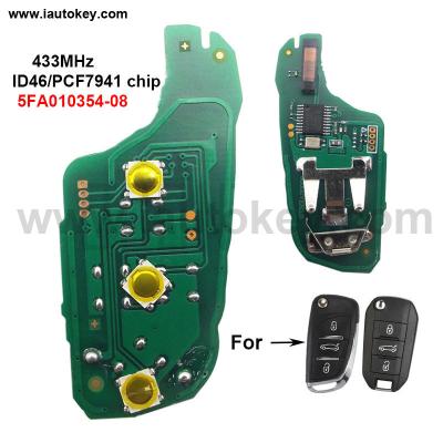 China Car Remote Master Electronic Board For Citroen C5 434MHz FSK ID46 PCF7941 HU83 Uncut Blade 5FA010354-08 Car Alarm 5FA010354-08 for sale