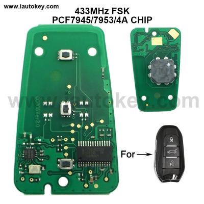 China 3 Button DS Smart Remote Key PCB 433MHz 7945 Chip Circuit Board For Peugeot 508/Citroen C4, 3 BT Car Control Alarm 508/C4 for sale