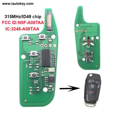 China 3+1/4 Button Flip Remote Keyless Keyless Entry 315MHz ID49 Chip FOB For Ford Fusion 2013-2015 FCC ID: N5F-A08TAA Car Alarm N5F-AO8TAA /3248-A08TAA for sale