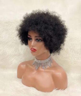 China Affordable Afro Wave Letsfly Afro Curly Hair Wig Black Short Hair Machine Made Wig With Cheap Price for sale