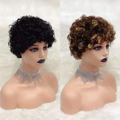 China Jerry Curl Letsfly Cheap Machine Made Wigs Hair Wholesale Curly New Arrival P4/27 Color Lace Up Hair Wigs Free Shipping for sale