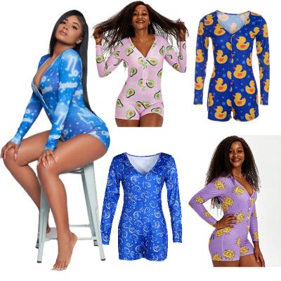 China 2021 QUICK DRY Late Summer Customized Alluring Sexy QUICK DRY Pajamas Long Sleeve Onesie Women Sleepwear for sale