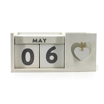 China Table calendar desk design creative craft MDF wooden table block desk calendar for sale