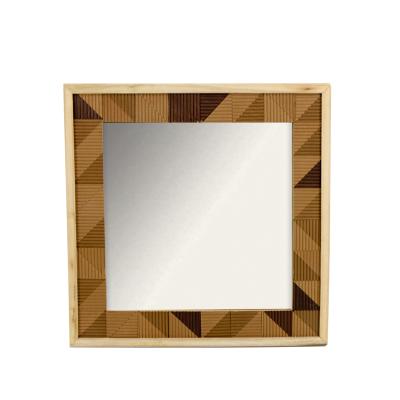 China Wholesale Custom Contemporary European Style Square Decor Wall Furniture Hotel Wooden Mirror Frame for sale