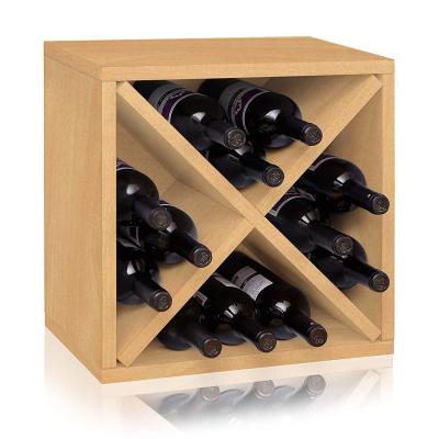 China Countertop 12 Bottles Wine Decoration Storage Rack Wooden Wine Box and Wooden Wine Rack for sale