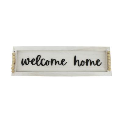 China Europe Hanging Decoration Rectangular Wall Beech Wood Welcome Front Entrance Sign for sale