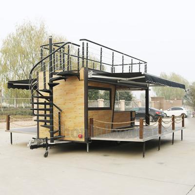 China Vegetable processing factory double deck coffee trailer coffee cart luxurious food truck mobile coffee truck for sale for sale