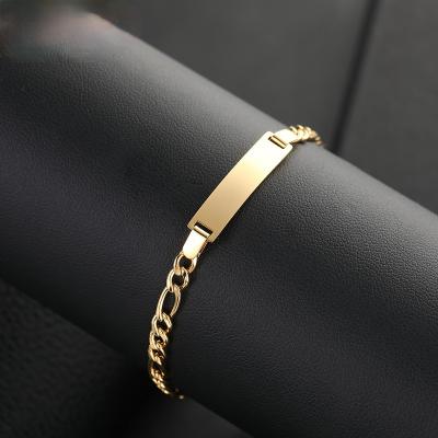 China Custom Engraving Gold Plated Personalized Jewelry Link Chain Bracelet Man Logo Bracelet Stainless Steel 18k 2021 Long Romantic White Bar for sale