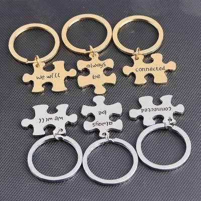 China New 2021 Environmental Friendly Fashion Engraved Puzzle Cast Dog Tag ID Engraved Key Chain Custom Key Chain Stainless Steel Gift Key Chain For Girls for sale