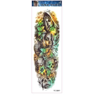 China Halloween Extended Arm Temporary Tattoo Sticker Big Black Arm Sleeve Large Sexy Waterproof Temporary Tattoo Stickers Skull Flower Skull Tattoo Stickers for sale