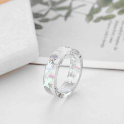 China 2021 New Products Trendy Band Star Eternity Rings Gift Jewelery Women Fashion Transparent Acyrlic Resion Cheap Ring For Girl for sale