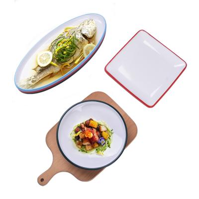 China Simple Design Disposable Popular Colorful Home Restaurant Double Color Dish for sale