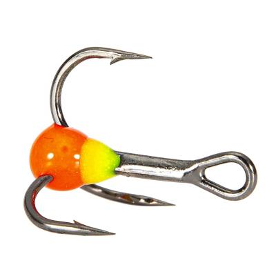 China Ice Fishing Hooks 10pcs/box Carbon Steel Ice Jig Barbed Treble Hook Fishing Hooks For Ice Fishing for sale