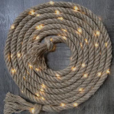 China Hot Selling Solar Holiday Amazon Outdoor Decorative Led Rope Light Hemp Rope Solar Garden Light for sale