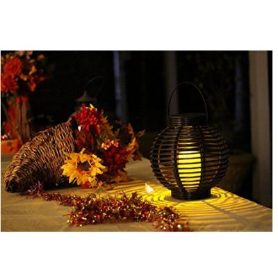 China Amazon Hot Sale Yellow Flip Hand Weaving Outdoor Garden Decorative Waterproof Led Rattan Lantern Battery Operated Light for sale