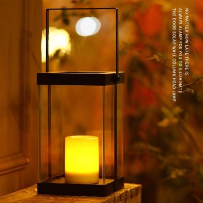 China EEC Battery Operated Mini Size Metal Glass Lantern LED Wrought Iron Decorative Glass Lights Outdoor for sale