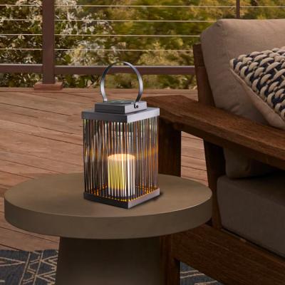 China Eco-Friendly Amazon Decor Lamp Led Candle Holder Small Size Outdoor Yard Garden Iron Cage Solar Lantern Light for sale