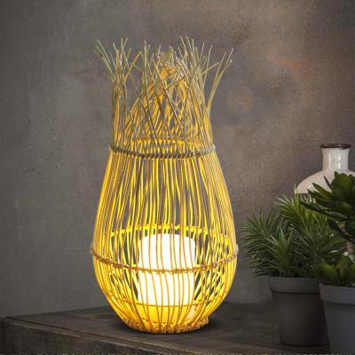 China Rattan Solar Lantern Maker Ni MH Rechargeable Battery Lantern Powered Garden Patio Modern Outdoor Decorative Handmade Style Fringe Iron Garden for sale