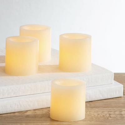 China No Fire No Smoke Flickering Yellow Flameless Amazon Hit Classic Holiday Pillar Candle White Led Lights for sale