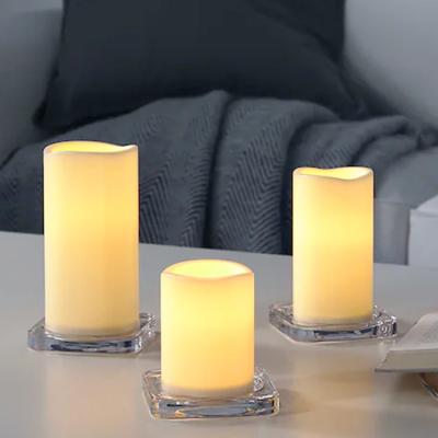 China 2022 Hot Sale Flameless Waterproof WaveTop LED Pillar Solar Powered Candle Light for sale