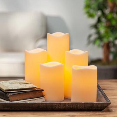 China No Fire No Smoke Hanko Candle Factory LED Real Plastic Wick Pillar Solar Candles For Wedding Decorums Pillar Candles for sale