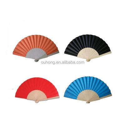 China 2022 China wholesale hottest promotional gift high quality hand held folding paper fan with bamboo for sale