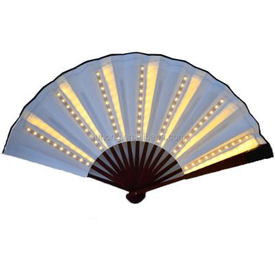 China 2022 China New Design Led Hand Fan Folding Light Up Bamboo Decorative Paper Fans For Party for sale