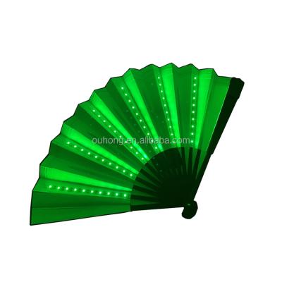 China China Nightclub Luminous Fan Party Hot Selling Fashionable Interpretation Props LED Light Cloth Hand Fans for sale