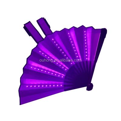 China China factory hot sale party props led rave single light pink folding hand fan for sale