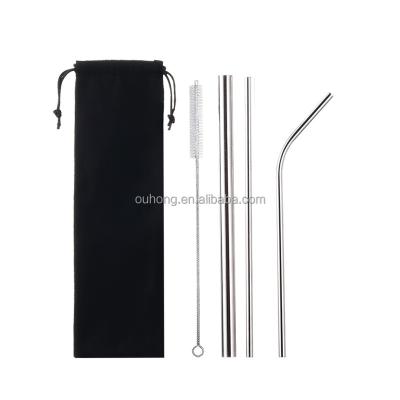 China Eco - Friendly Reusable Cocktail Straw Customized Logo Stainless Steel Straw for sale