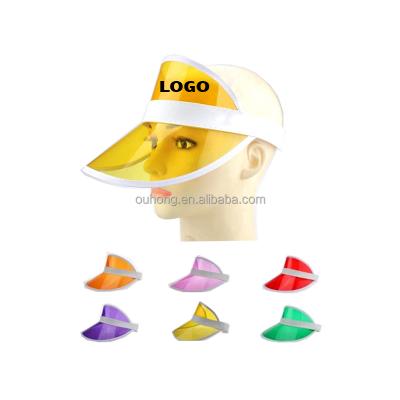 China Custom High Quality Character Custom Adult UV Protective Plastic Sun Visor Beach Sun Visor Hat Transparent Hat Supplier for sale