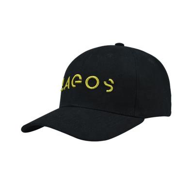 China High Quality COMMON 3D Black Distressed Style Logo 6 Panel Metallic Baseball Hat for sale