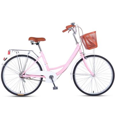 China 24/26 Inch Ladies Retro Bike With BasketCheap Vintage Adult Single Speed Classic for sale