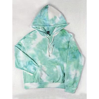 China Dye in tie green to dye in tie soft ladies loose casual models with drawstring long sleeve hoody hats with pockets for sale