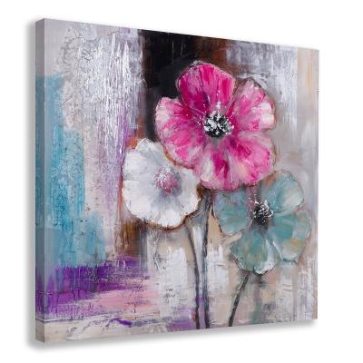 China Modern Tree Color Flower Blossom Pink Green Paraffin Oil Painting Wall Art For Gym Decor Ready To Hang for sale