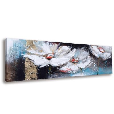 China Modern Oil Painting White Flower Wall Art With Hand Painting For Bedroom Decoration Ready To Hang for sale