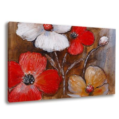 China Panting Wall Art Designer Beautiful Brown Flower Still Life Modern Red White Flower Canvas Oil For Home Decor for sale